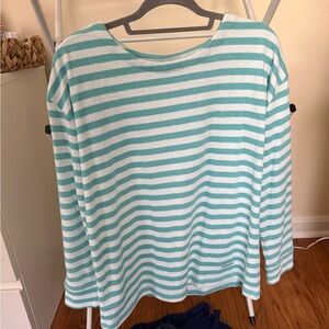Striped Teal and White Women's Sweater